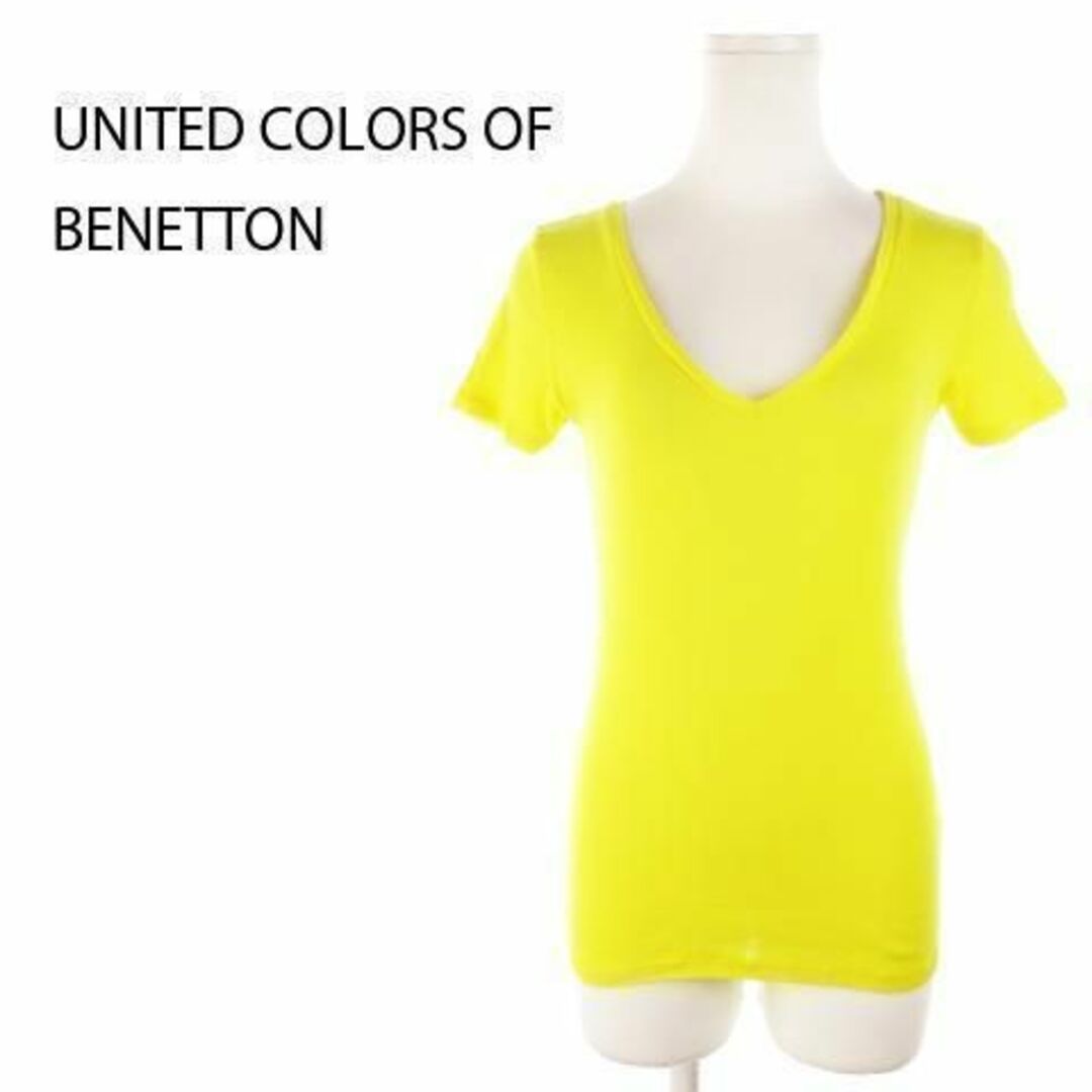 UNITED COLORS OF BENETTON.(ユナイテッドカラーズオブベネトン)のユナイテッドカラーズオブベネトン Tシャツ Vネック 半袖 220927AH7A レディースのトップス(カットソー(半袖/袖なし))の商品写真