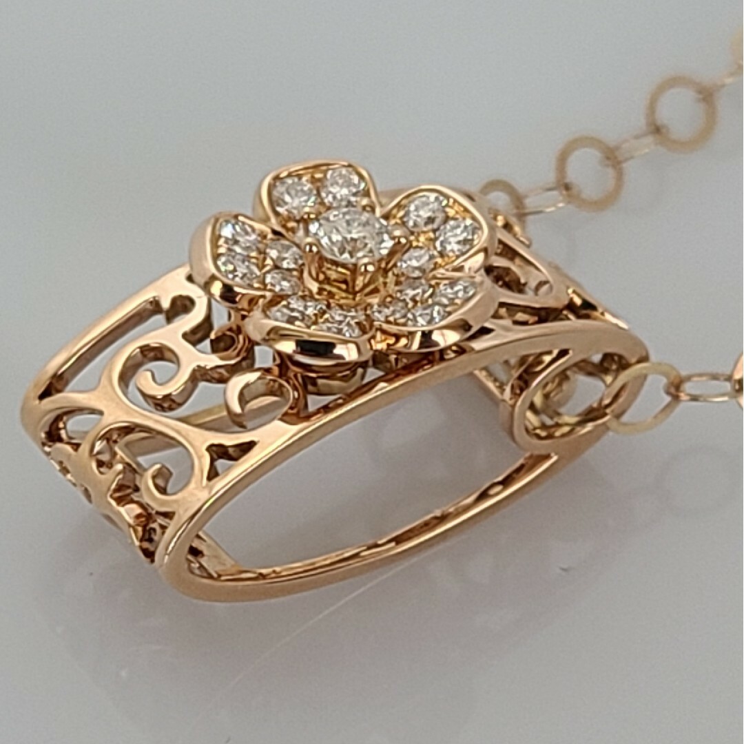【新品】 18金 ピンクゴールド  ダイヤモンド  ネックレス レディースのアクセサリー(ネックレス)の商品写真