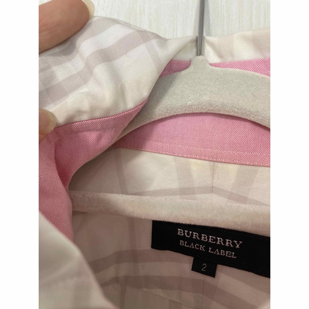 BURBERRY BLACK LABEL(バーバリーブラックレーベル)のバーバリーブラックレーベル　シャツ　チェック　ライトグレー　ピンク メンズのトップス(シャツ)の商品写真