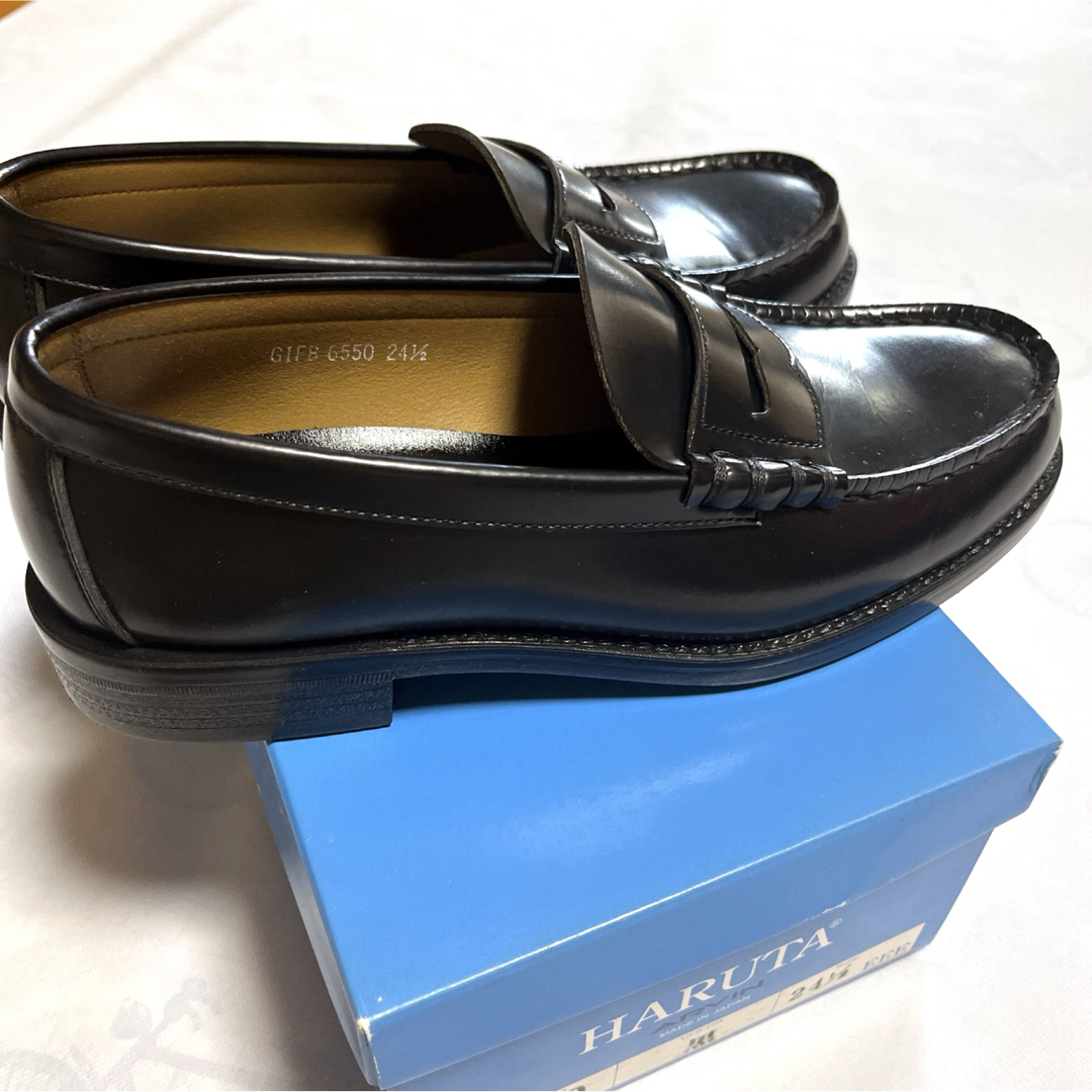 HARUTA(ハルタ)のHARUTAローファー　黒　サイズ24.5㎝　EEE レディースの靴/シューズ(ローファー/革靴)の商品写真