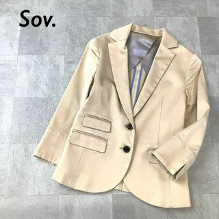 ソブ(Sov.)のSov. デザイン コットン ジャケット 一枚仕立て 七分袖 ベージュ(テーラードジャケット)