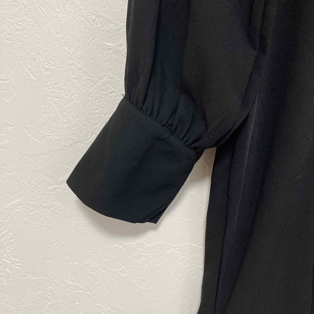【人気商品】シースルー  ワンピース リボン  長袖 XL 黒 お呼ばれ レディースのワンピース(ひざ丈ワンピース)の商品写真