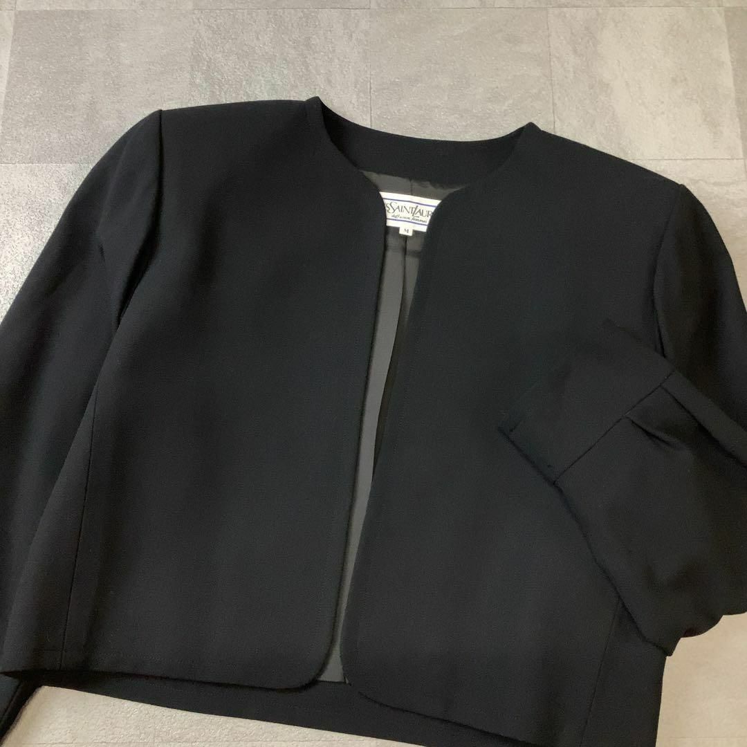 美品 Yves Saint-Laurent サンローラン ノーカラージャケット