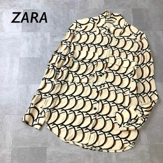 ザラ(ZARA)のZARA 総柄 デザインシャツ 滑らかなキュプラ レーヨン ベージュ(シャツ/ブラウス(長袖/七分))