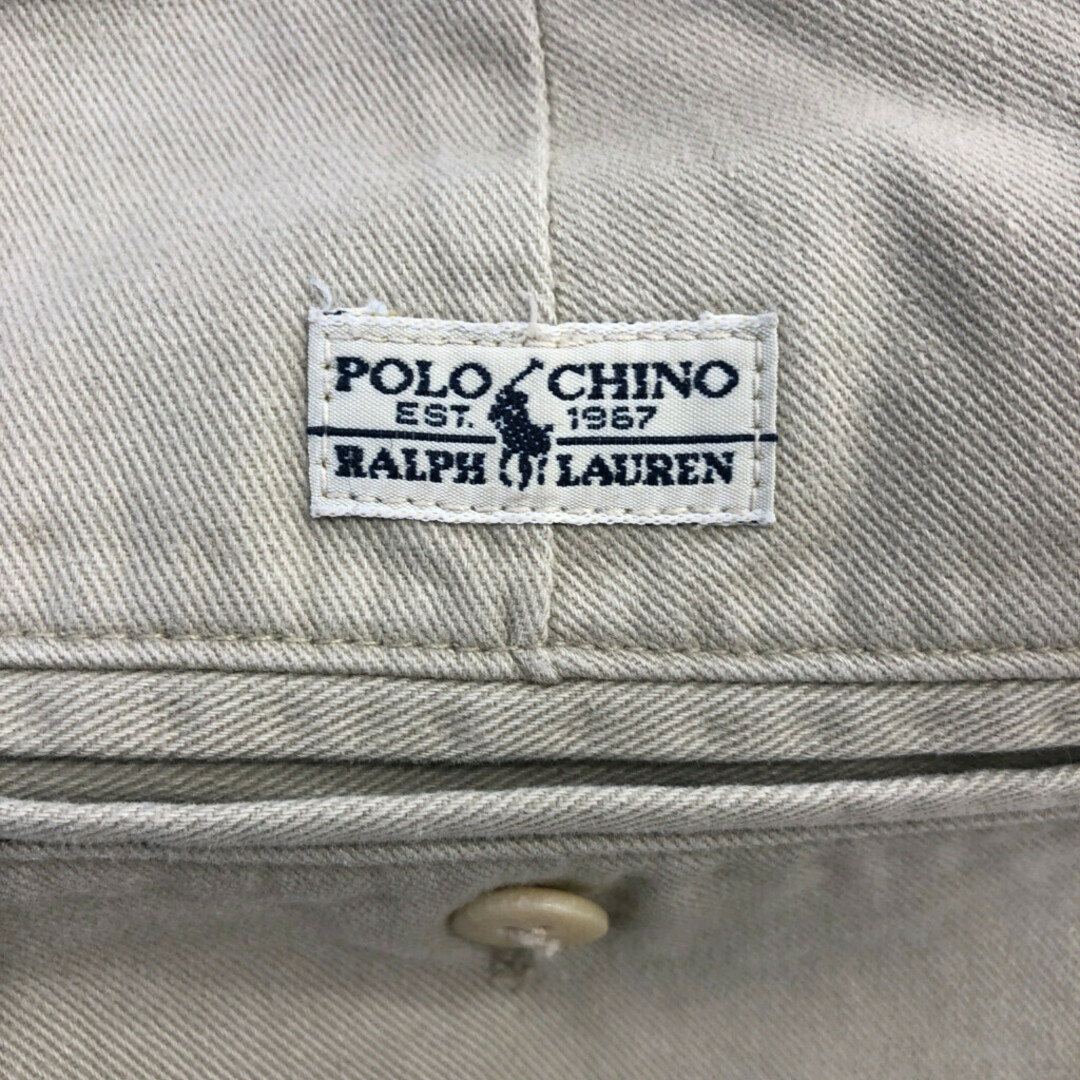 POLO RALPH LAUREN(ポロラルフローレン)の90年代 Polo by Ralph Lauren ポロ ラルフローレン 2タック チノパンツ ボトムス カジュアル ベージュ (メンズ 32×32) 中古 古着 P5982 メンズのパンツ(チノパン)の商品写真