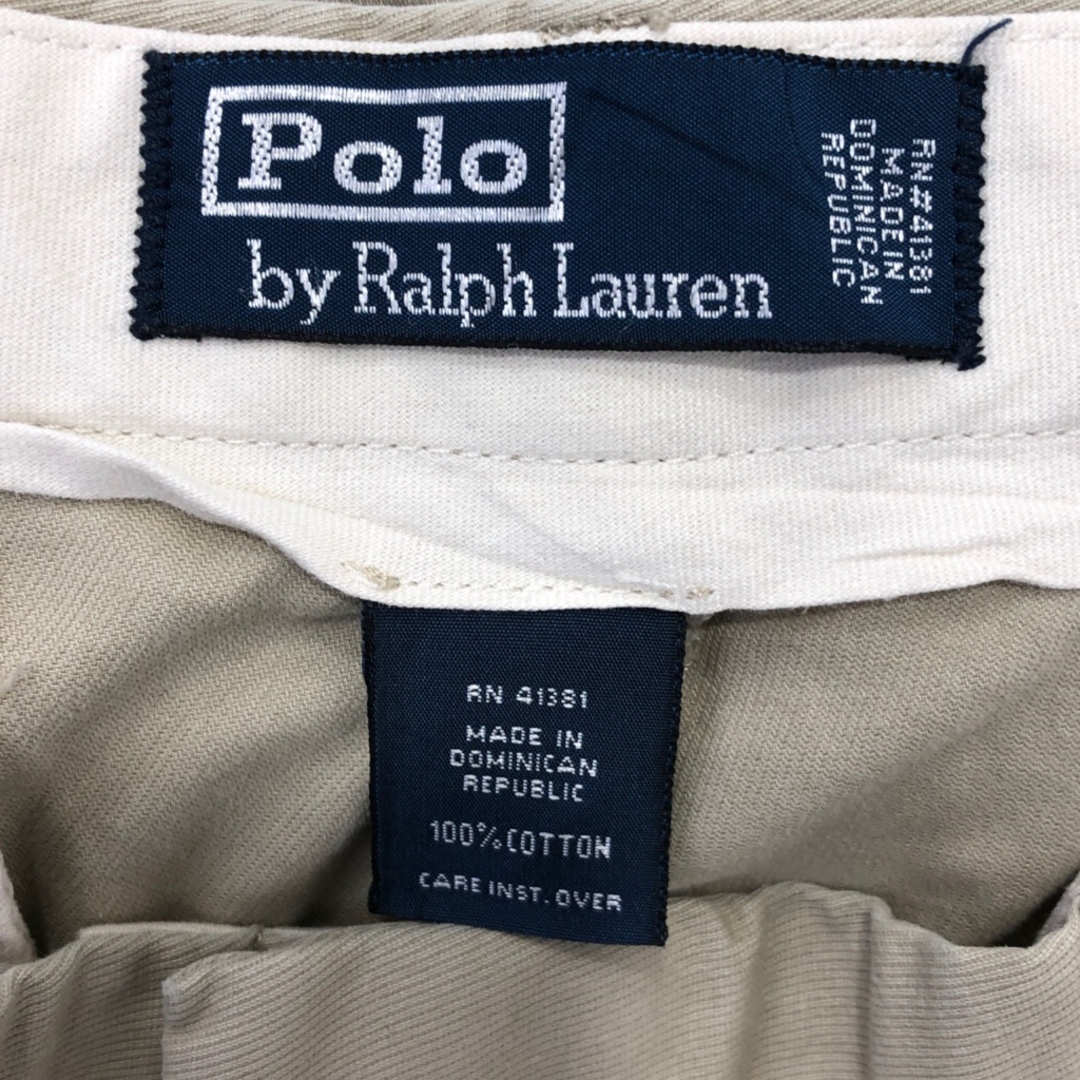 POLO RALPH LAUREN(ポロラルフローレン)の90年代 Polo by Ralph Lauren ラルフローレン 2タック チノパンツ ボトムス カジュアル ポロチノ ベージュ (メンズ 33/30) 中古 古着 P5999 メンズのパンツ(チノパン)の商品写真