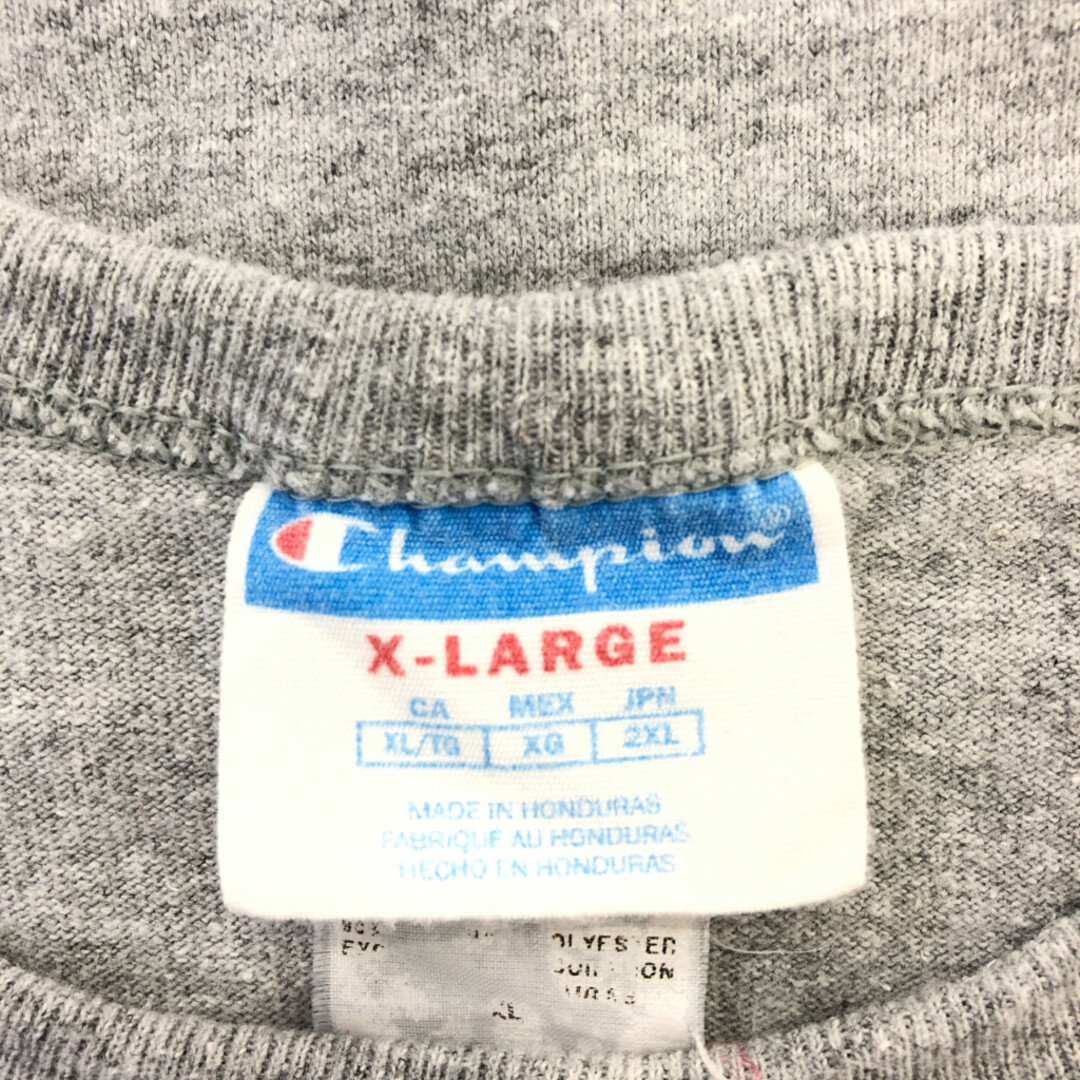 Champion(チャンピオン)のChampion チャンピオン 長袖Ｔシャツ トップス カジュアル ロゴプリント 袖プリント グレー (メンズ XL) 中古 古着 P6430 メンズのトップス(Tシャツ/カットソー(七分/長袖))の商品写真