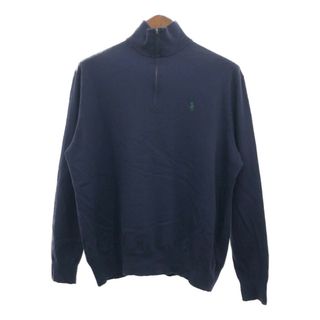 ポロラルフローレン(POLO RALPH LAUREN)のPolo by Ralph Lauren ラルフローレン メリノウール ハーフジップ ドライバーズニット セーター ネイビー (メンズ 3XB) 中古 古着 P6420(ニット/セーター)