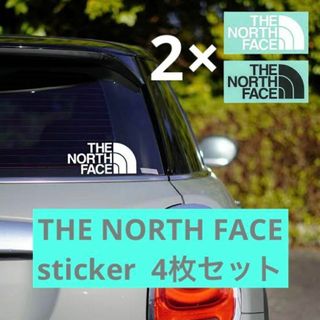 ザノースフェイス(THE NORTH FACE)の4枚セット　防水　ノースフェイス カッティングステッカー ブラック　ホワイト(登山用品)