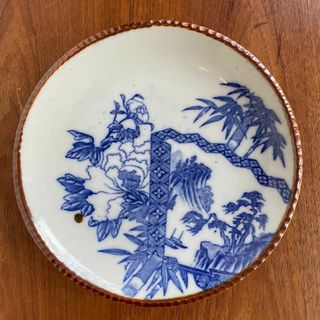 大皿 盛り皿 染付 竹笹 松 錦帯 花紋 山水画 古伊万里 骨董 古道具 美品(陶芸)