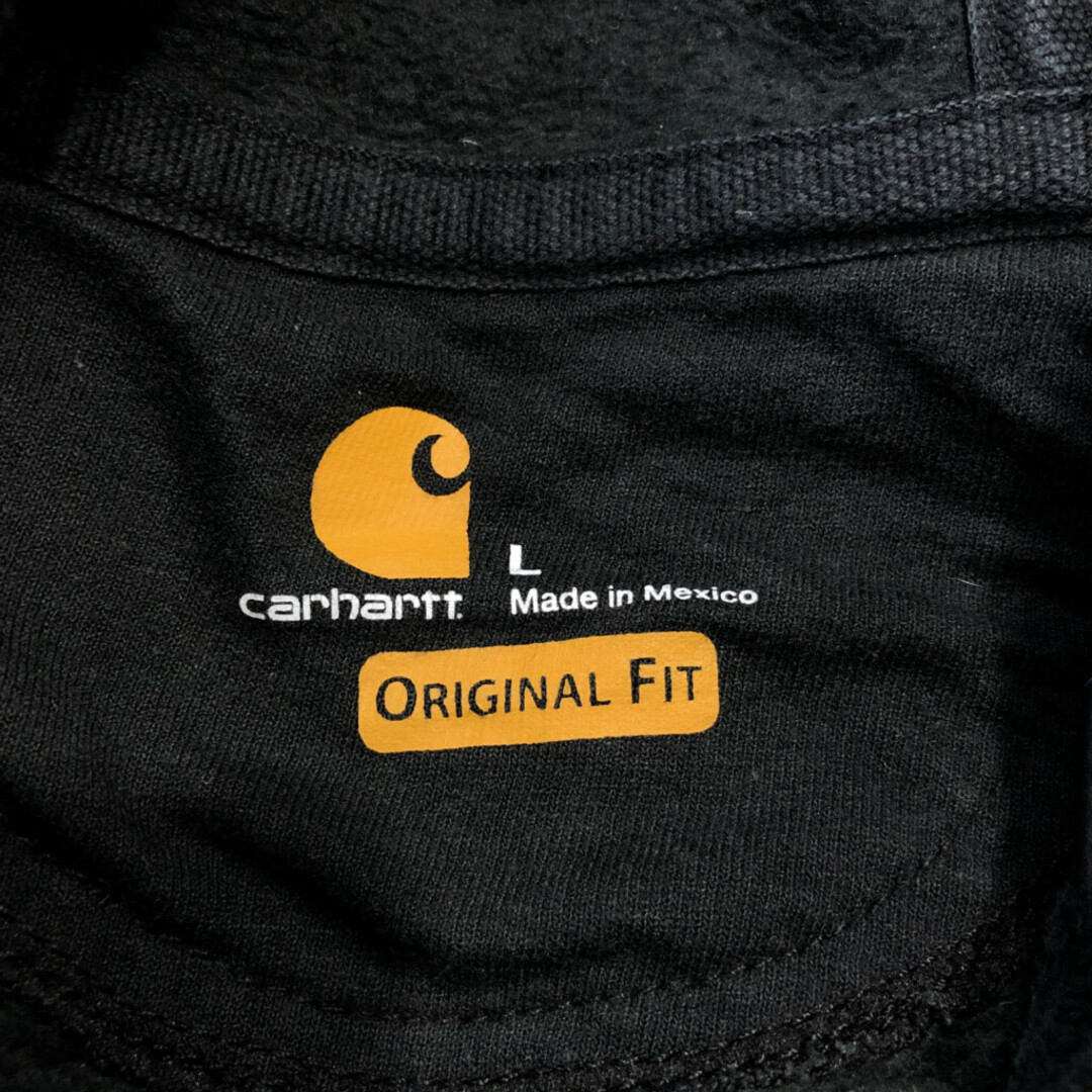 carhartt(カーハート)のCarhartt カーハート 袖ロゴプリント プルオーバー パーカー アメカジ ワーク ブラック (メンズ L) 中古 古着 P6659 メンズのトップス(パーカー)の商品写真