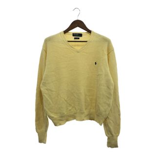 ポロラルフローレン(POLO RALPH LAUREN)の90年代 Polo by Ralph Lauren ポロ ラルフローレン コットン リネン Ｖネック セーター イエロー (メンズ XL) 中古 古着 P6724(ニット/セーター)