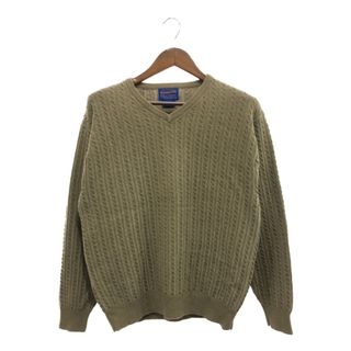 ペンドルトン(PENDLETON)のPENDLETON ペンドルトン ケーブルニット Vネック セーター トップス カジュアル グリーン (メンズ M) 中古 古着 P6763(ニット/セーター)