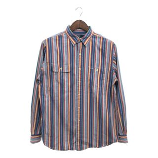 ポロラルフローレン(POLO RALPH LAUREN)の90年代 Polo by Ralph Lauren ポロ ラルフローレン 長袖シャツ チンストラップ ストライプ マルチカラー (メンズ XL) 中古 古着 P6789(シャツ)