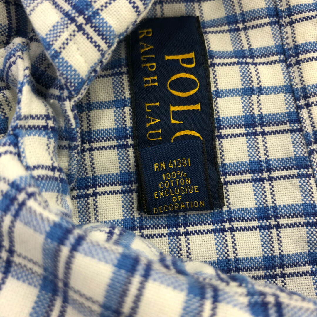 POLO RALPH LAUREN(ポロラルフローレン)のPolo by Ralph Lauren ラルフローレン 長袖シャツ トップス カジュアル ワンポイントロゴ チェック ブルー (メンズ L) 中古 古着 P6805 メンズのトップス(シャツ)の商品写真