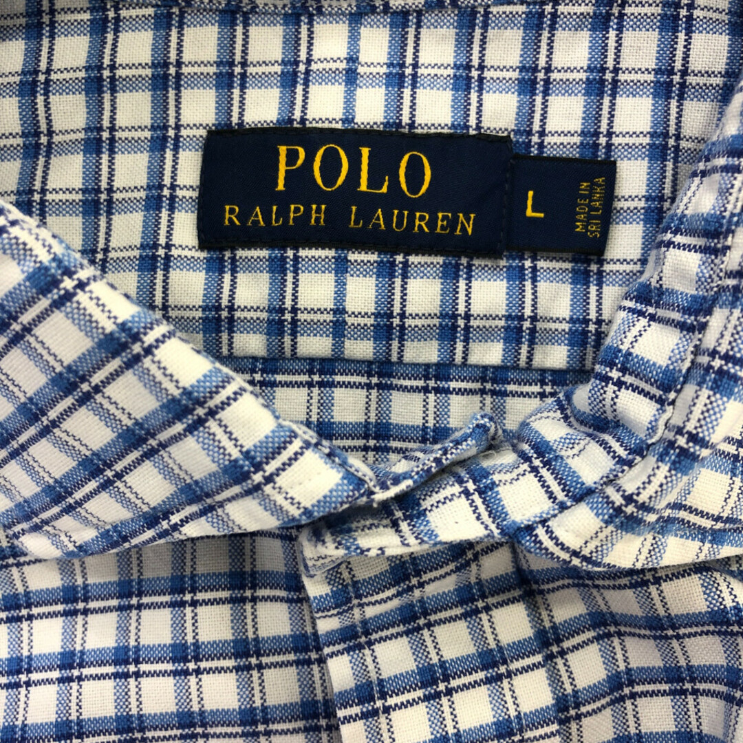 POLO RALPH LAUREN(ポロラルフローレン)のPolo by Ralph Lauren ラルフローレン 長袖シャツ トップス カジュアル ワンポイントロゴ チェック ブルー (メンズ L) 中古 古着 P6805 メンズのトップス(シャツ)の商品写真