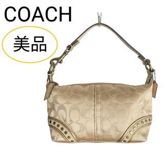 【美品】COACH ショルダーバッグ ターンロック　ラメ シャンパンゴールド喫煙者ペットはいません