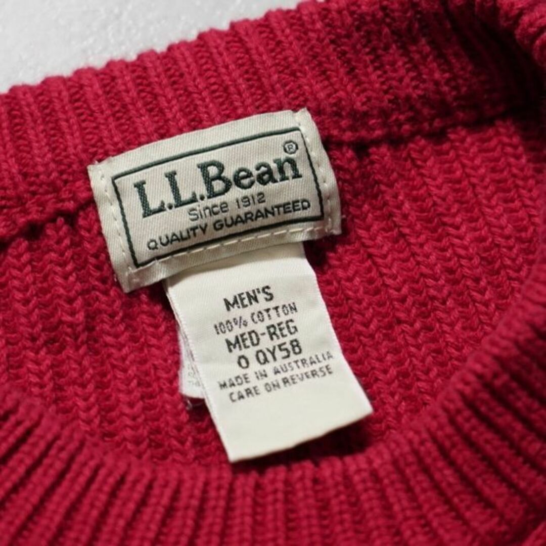 L.L.Bean(エルエルビーン)のL.L.Bean エルエルビーン　コットンニット　レッド　Mサイズ　無地 メンズのトップス(ニット/セーター)の商品写真