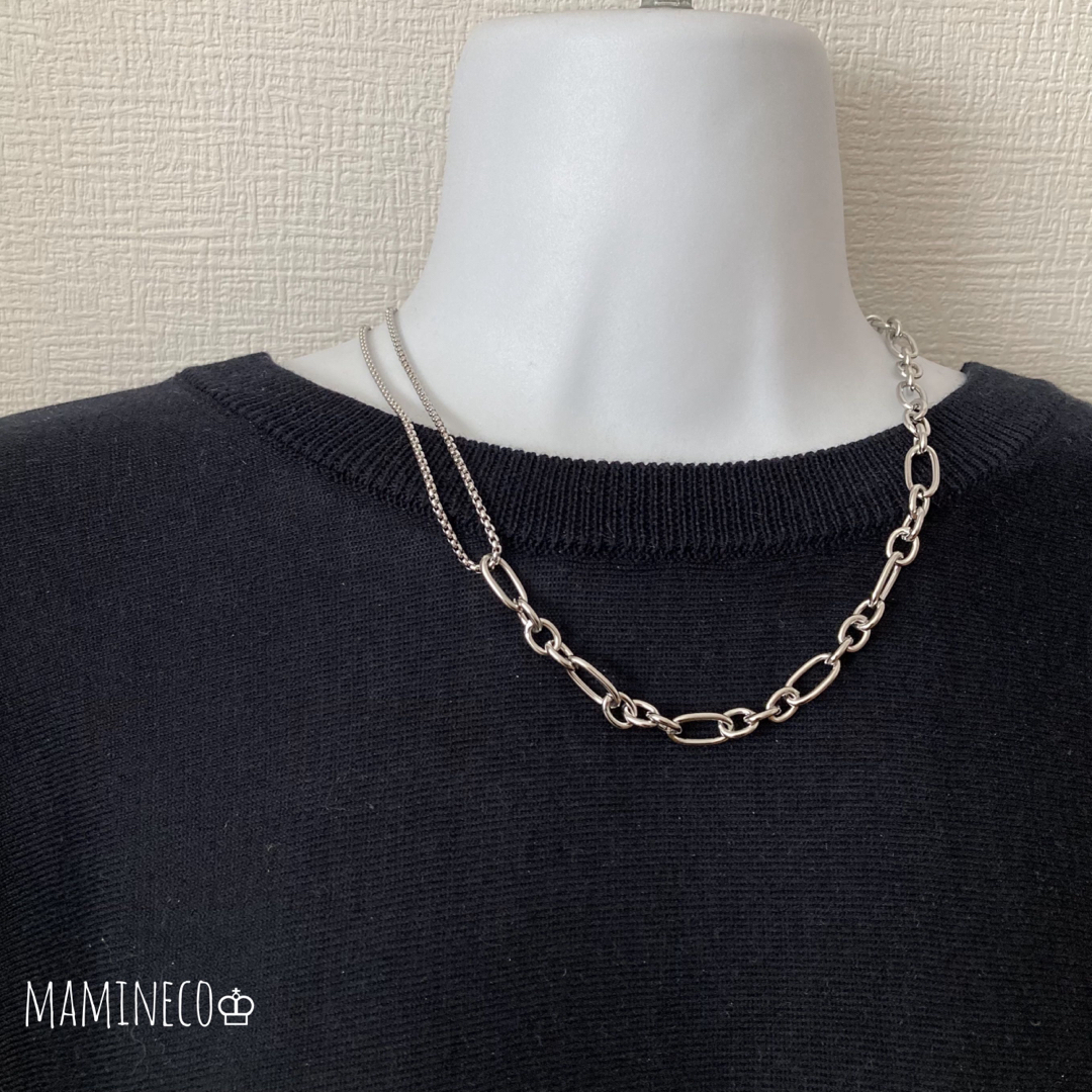 オールステンレス製 マンテルネックレス コンビネックレス レディースのアクセサリー(ネックレス)の商品写真