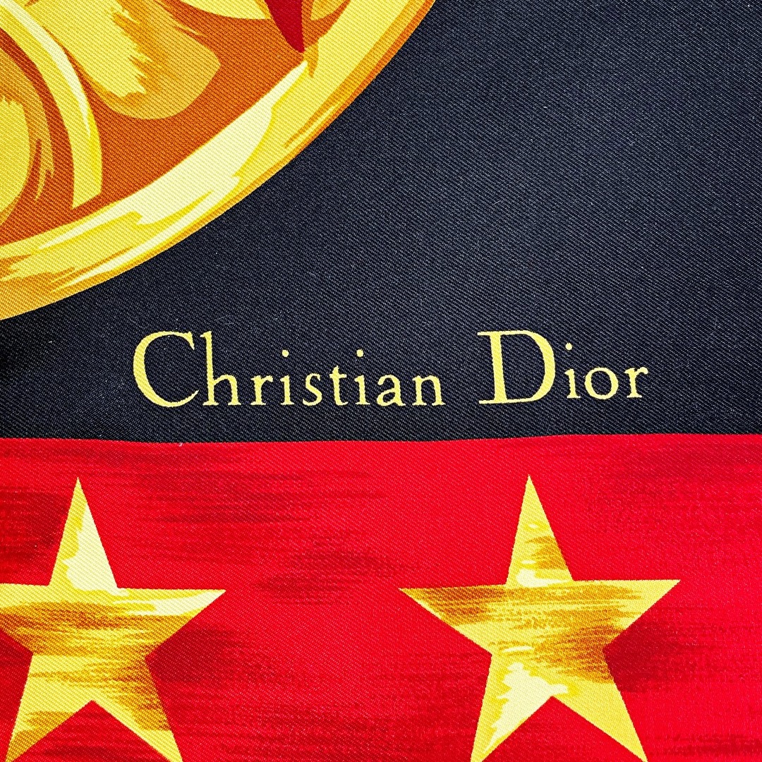 Christian Dior(クリスチャンディオール)の☆☆Christian Dior クリスチャンディオール スカーフ スター ブラック×レッド レディース シルク100% レディースのファッション小物(バンダナ/スカーフ)の商品写真