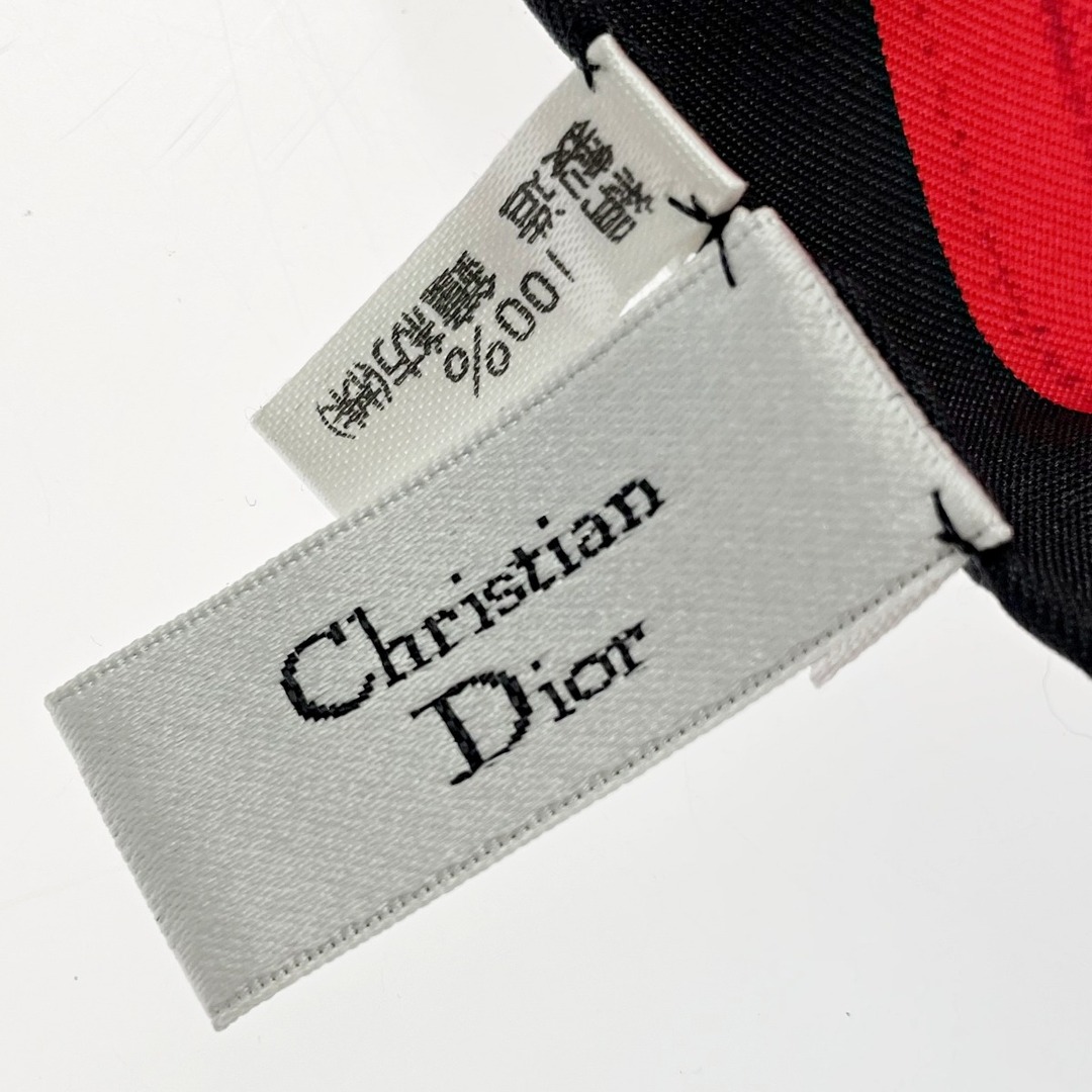 Christian Dior(クリスチャンディオール)の☆☆Christian Dior クリスチャンディオール スカーフ スター ブラック×レッド レディース シルク100% レディースのファッション小物(バンダナ/スカーフ)の商品写真