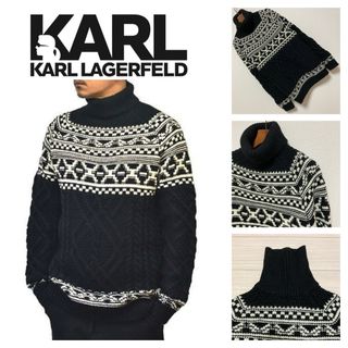 カールラガーフェルド(Karl Lagerfeld)の良品■Karl lagerfeld■ノルディック ケーブル タートル ニット S(ニット/セーター)