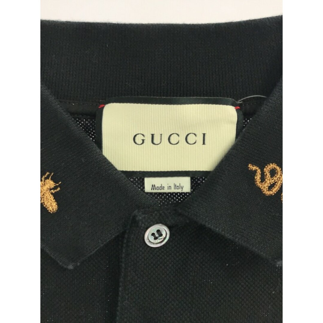 Gucci(グッチ)のGUCCI グッチ 19SS エンブロイダリー 鹿の子ポロシャツ ブラック M 523058 メンズのトップス(ポロシャツ)の商品写真