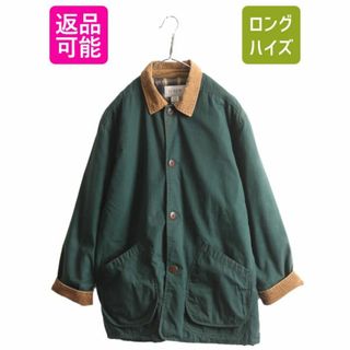 00s J CREW ハンティング ジャケット メンズ L / 00年代 オールド ジェイクルー コットン カバーオール ハーフ コート 襟 コーデュロイ 緑(カバーオール)