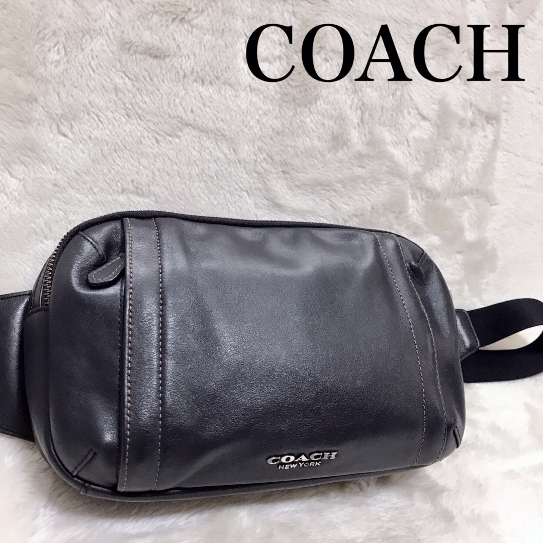COACH(コーチ)の美品 COACH コーチ オールレザー ボディバッグ ウエストバッグ 男女兼用 レディースのバッグ(ボディバッグ/ウエストポーチ)の商品写真