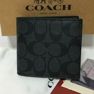 コーチ(COACH)の【未使用・送料無料】COACH 財布★二つ折り　　F75006 黒 (折り財布)