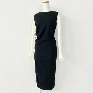 ジルサンダー(Jil Sander)の12b7-2 JIL SANDER ジルサンダー イタリア製 ノースリーブワンピース ドレス ミモレ丈 36 ブラック ウール100％ MADE IN ITALY(ひざ丈ワンピース)