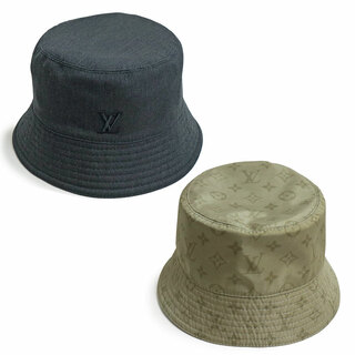 ルイヴィトン(LOUIS VUITTON)のルイ ヴィトン バケットハット モノグラム レイン リバーシブル 帽子 ナイロン ウール カーキ ブラック 緑 黒 M7013M LOUIS VUITTON（未使用保管品）(ハット)