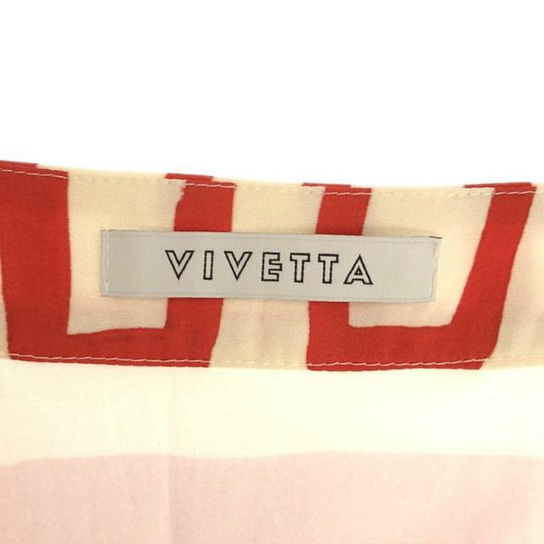 Vivetta / ヴィヴェッタ | Vネック ギャザースリーブブラウス | 40 | アイボリー/レッド/ピンク | レディース レディースのトップス(シャツ/ブラウス(半袖/袖なし))の商品写真