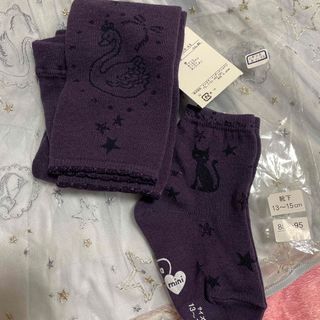 アナスイミニ(ANNA SUI mini)のスワン　ねこ　ソックス　レギンス　セット　S(靴下/タイツ)