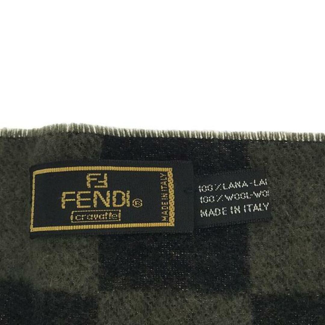 FENDI(フェンディ)のFENDI / フェンディ | ズッカ柄 ブロックチェック フリンジ マフラー | カーキ/ブラック | メンズ メンズのファッション小物(マフラー)の商品写真