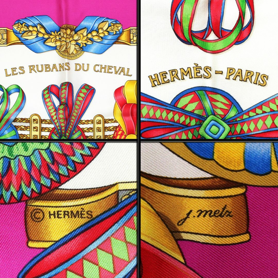 HERMES - ◇エルメス◇ カレ 90 / 馬のリボン飾り / シルク 100 HERMES - ◇エルメス◇ カレ 90 / 馬のリボン飾り / シルク 100