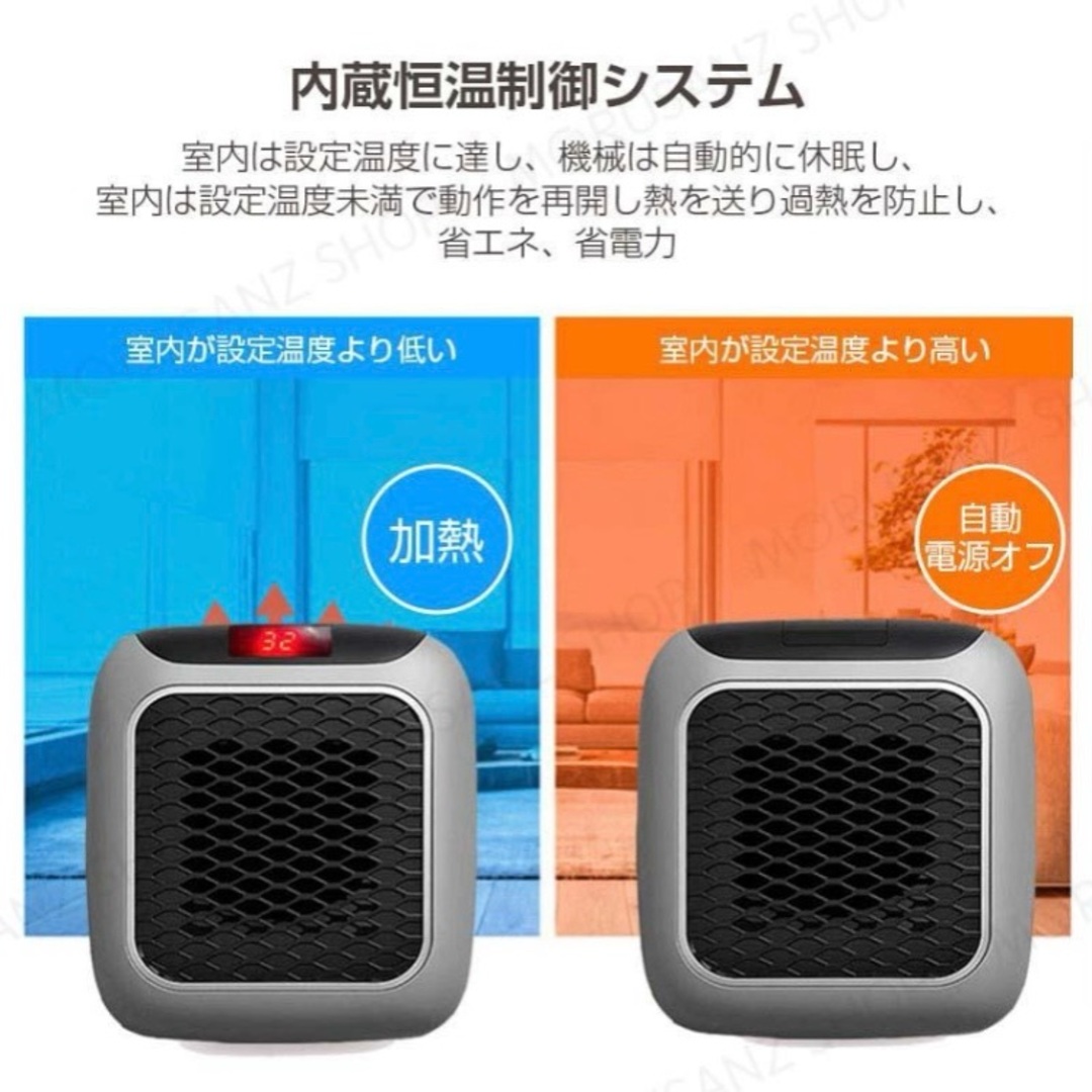 PSE認証取得 セラミックヒーター 小型 省エネ 扇風機 電気温風機 家庭用 ミ スマホ/家電/カメラの冷暖房/空調(電気ヒーター)の商品写真