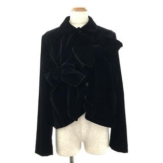 【美品】 COMME des GARCONS GIRL / コムデギャルソンガール | 2022AW | 丸襟 ドッキングリボン ベロアジャケット |  M | ブラック | レディース