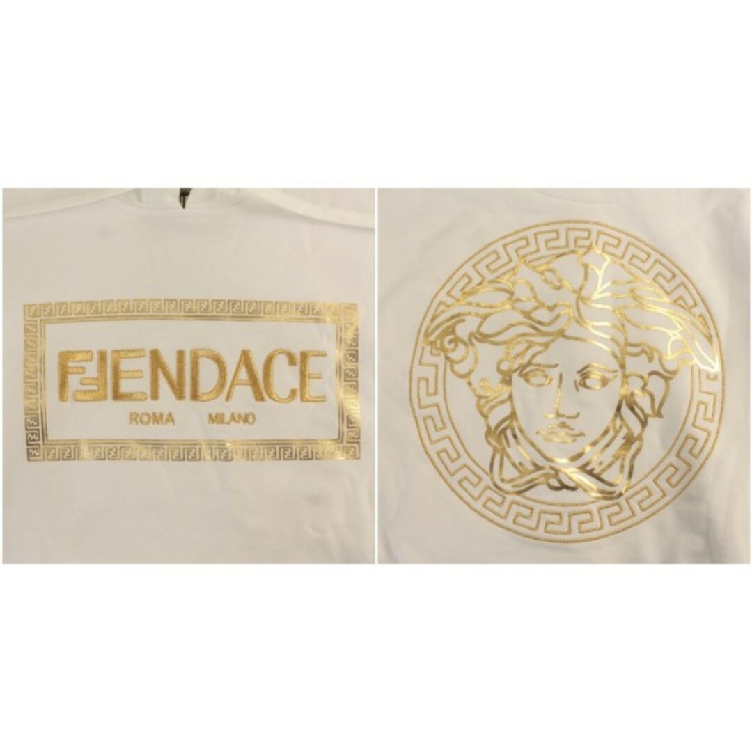 FENDI(フェンディ)のFENDI VERSACE FENDACE 22SS パーカー M 白 金色 メンズのトップス(パーカー)の商品写真