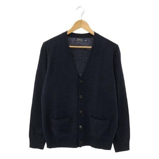 ポロラルフローレン(POLO RALPH LAUREN)の【美品】  POLO RALPH LAUREN / ポロラルフローレン | エルボーパッチ Vネックカーディガン | S | ネイビー/ブラウン | メンズ(カーディガン)