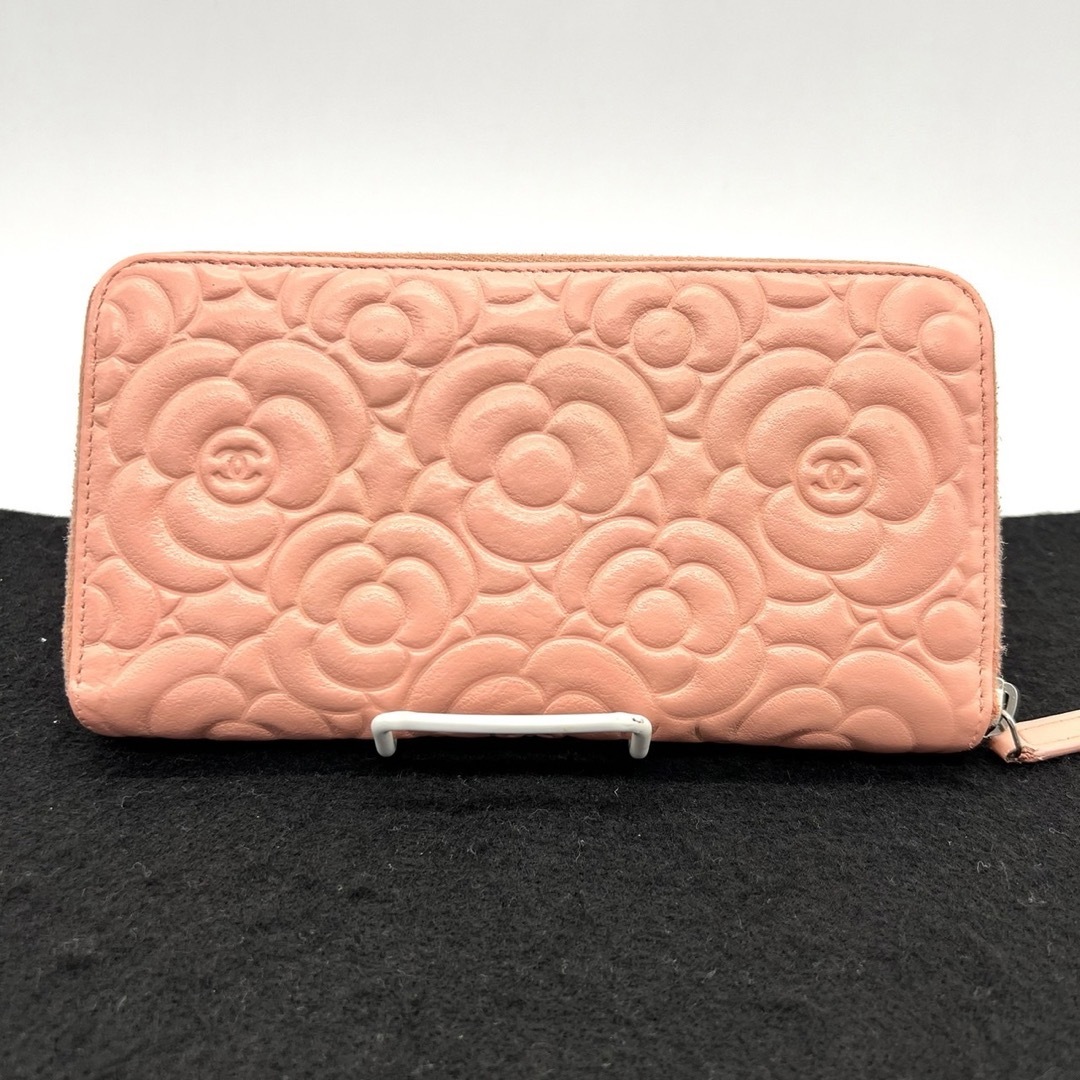 ⭐︎美品⭐︎CHANEL カメリア　ラウンドファスナー長財布　ラムスキン 黒