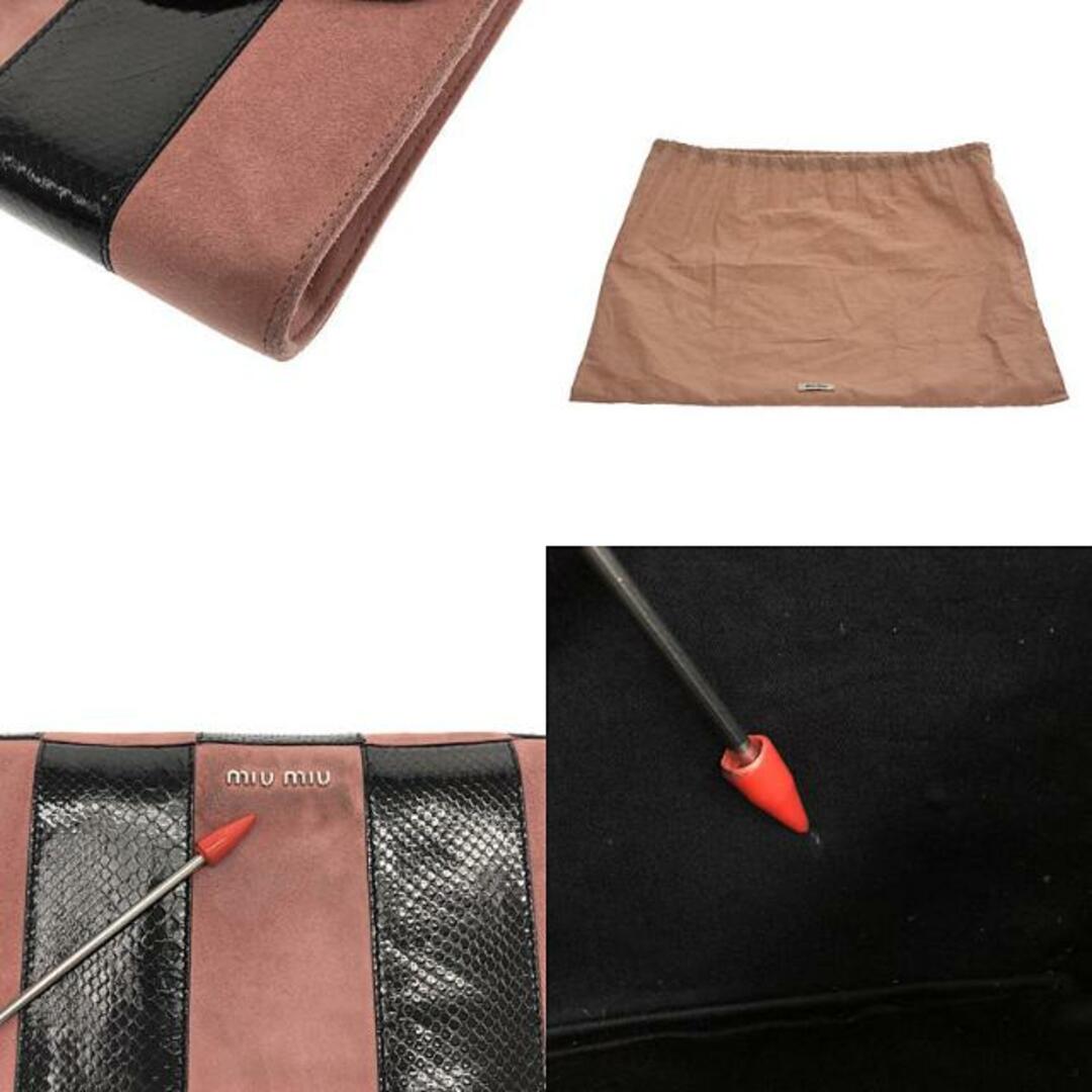 miumiu(ミュウミュウ)のmiu miu / ミュウミュウ | 2010SS | バード スエード パイソン切替 2way バッグ | ピンク/ブラック | レディース レディースのバッグ(ショルダーバッグ)の商品写真