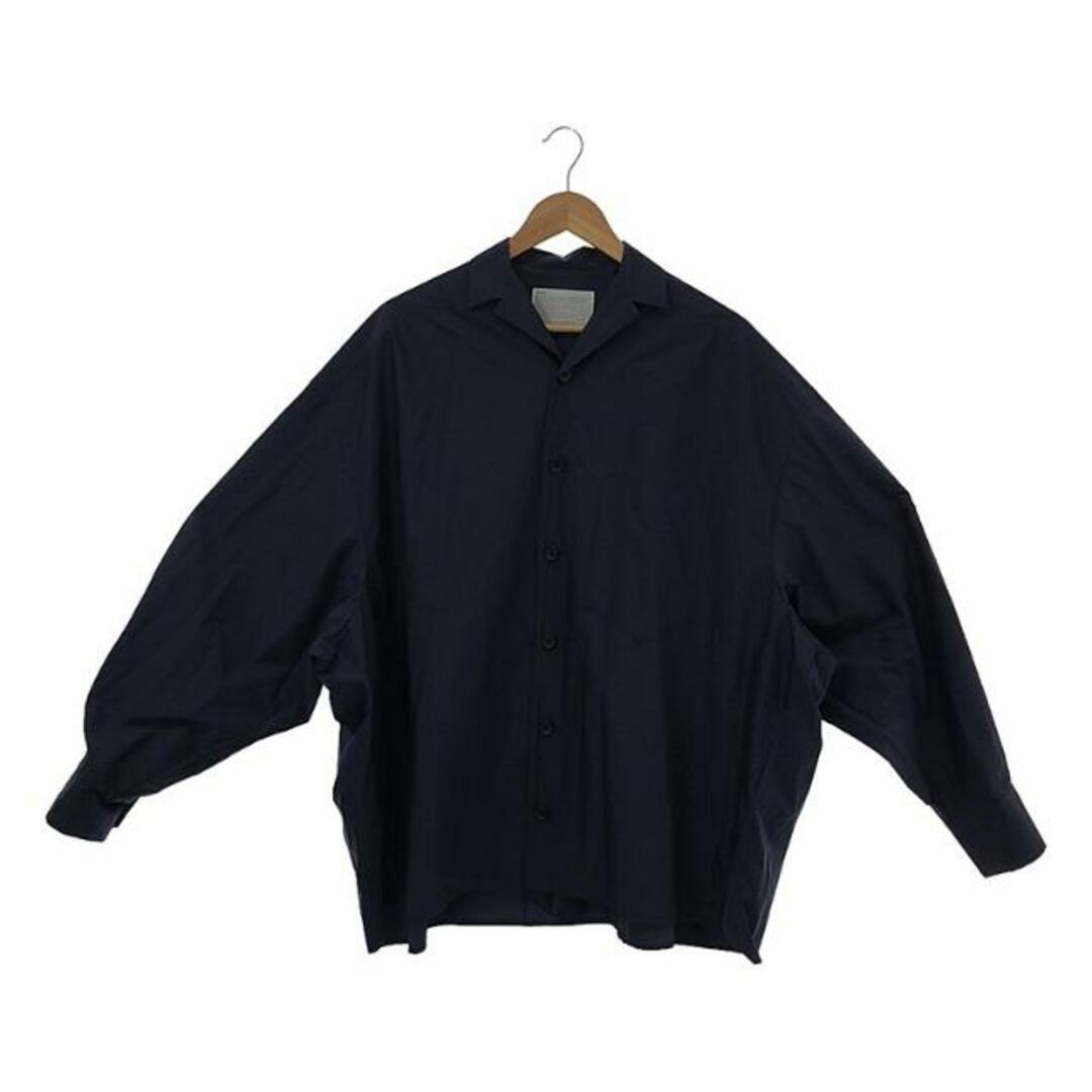 kolor(カラー)の【美品】  kolor / カラー | 2021AW | Nylon Open Collar Shirt / オープンカラー オーバーシャツ | 2 | ネイビー | メンズ メンズのトップス(Tシャツ/カットソー(七分/長袖))の商品写真