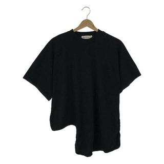 ナゴンスタンス(nagonstans)のnagonstans / ナゴンスタンス | boatneck pullover / アシンメトリー コットン クルーネック Tシャツ | M | ブラック | レディース(Tシャツ(半袖/袖なし))