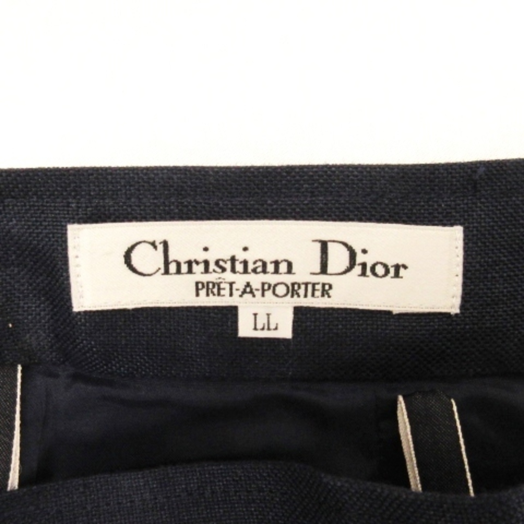 Christian Dior(クリスチャンディオール)のクリスチャンディオール タイト スカート ひざ丈 リネン ネイビー LL レディースのスカート(ひざ丈スカート)の商品写真