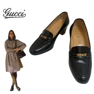 グッチ(Gucci)のOLD GUCCI オールドグッチ 70s ITALY製 GG レザーパンプス(ハイヒール/パンプス)