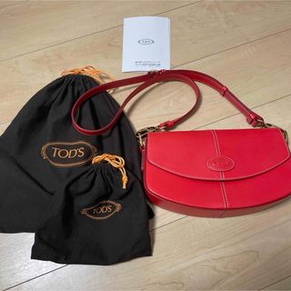 美品 TOD'S チェーン 2way ショルダーバッグ キルティング レッド