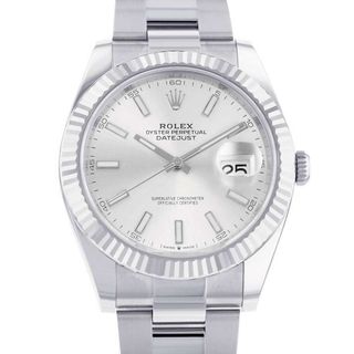 ロレックス(ROLEX)のロレックス デイトジャスト41 SS/K18WGホワイトゴールド ランダムシリアル ルーレット 126334 ROLEX 腕時計 シルバー文字盤(腕時計(アナログ))