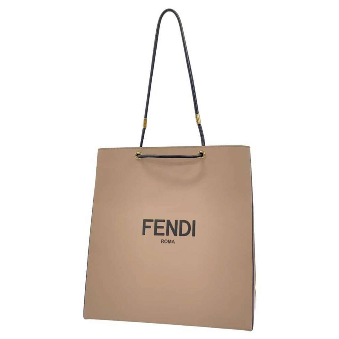 フェンディ FENDI ショッピングバッグ 8BH383 ミディアム トートバッグ レザー ピンクベージュ ライトピンク 美品