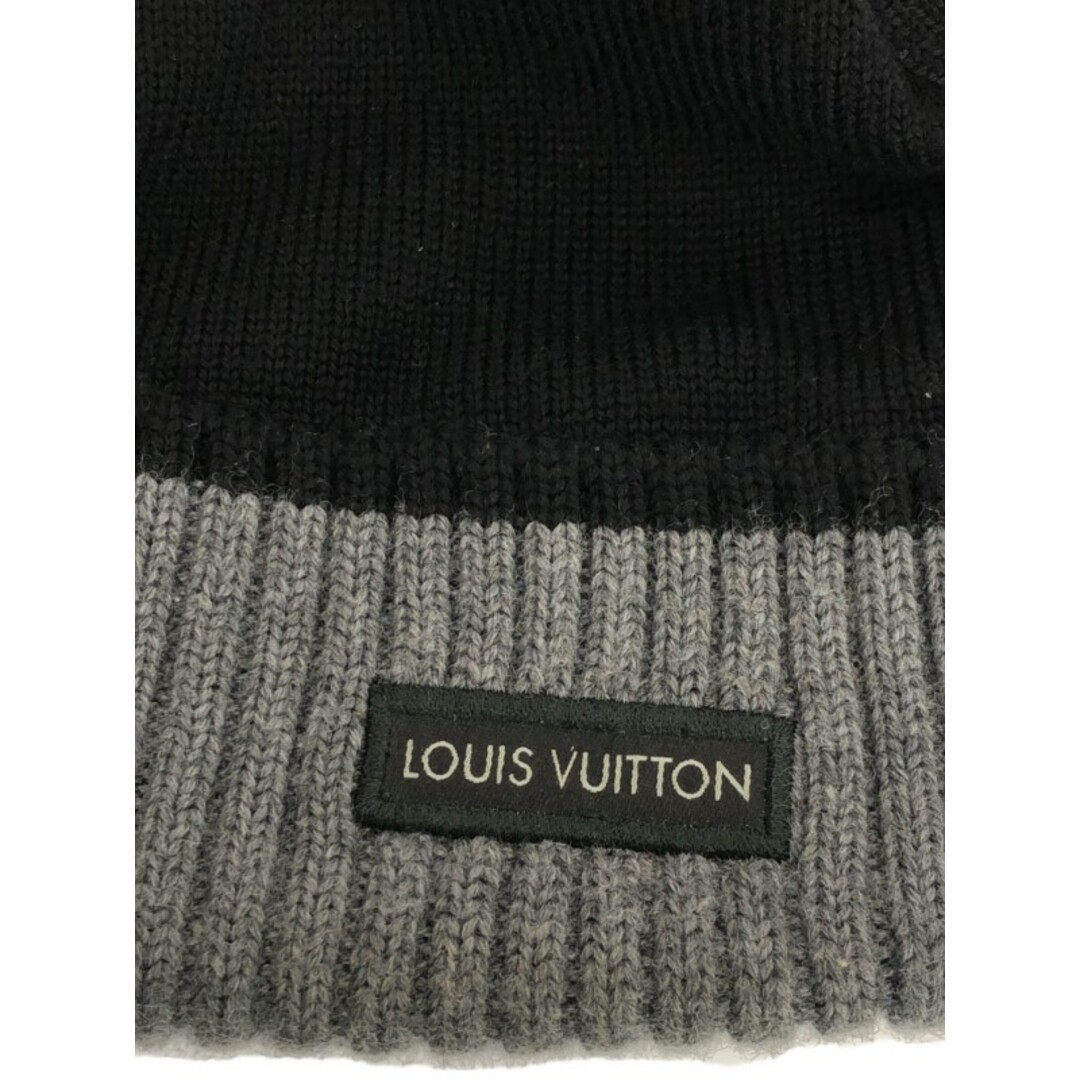 LOUIS VUITTON(ルイヴィトン)のLOUIS VUITTON ルイヴィトン ロゴ ボネ ルイ ニットキャップ ブラック グレー TU M71237 メンズの帽子(ニット帽/ビーニー)の商品写真